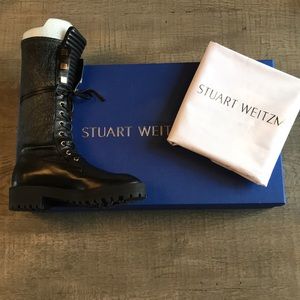 Elspeth Stuart Weitzman Black Combat Boots